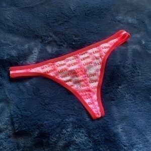 Vintage Pink Victoria’s Secret Mesh Valentine Love Thong Panty NWOT​